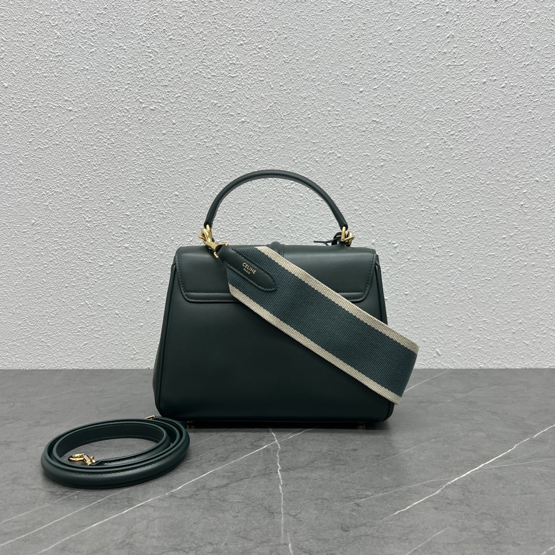 Celine Small 16 Satinated Calfskin Handbag Shoulder Bag Dark Green 188003